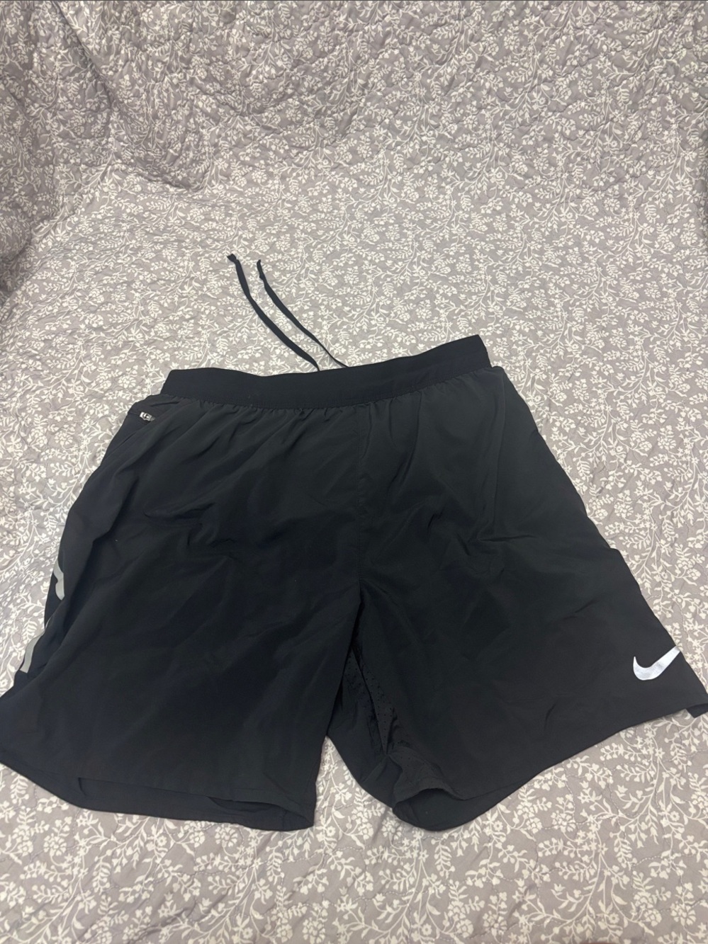 Nike Black Athletic Shorts with White Swoosh